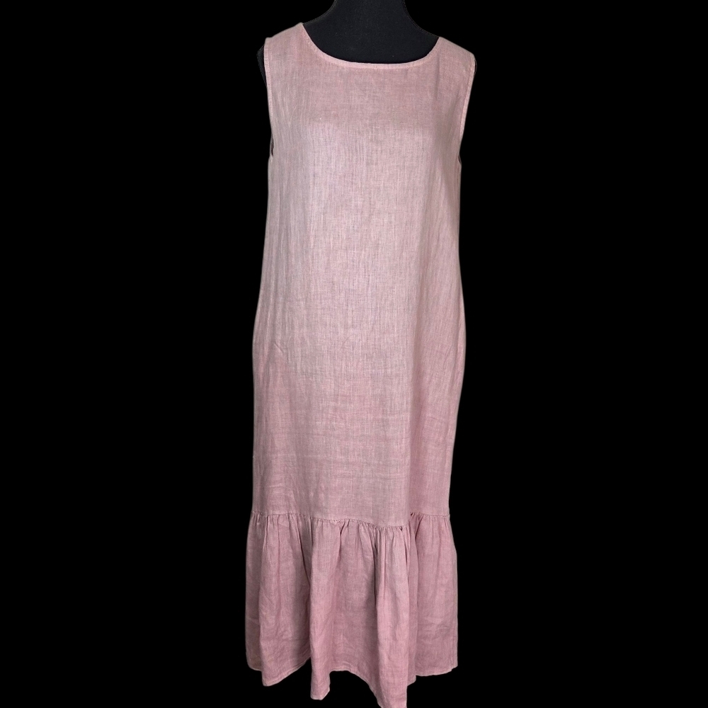 Alessia Pancini Sleeveless Pink Midi 100% Linen Dress Size XS